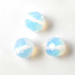 Opalite, faceted bead, soft bluish, 10mm, 6pcs.