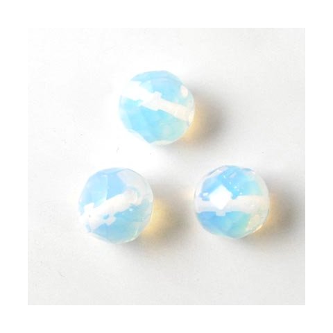 Opalite, faceted bead, soft bluish, 10mm, 6pcs.