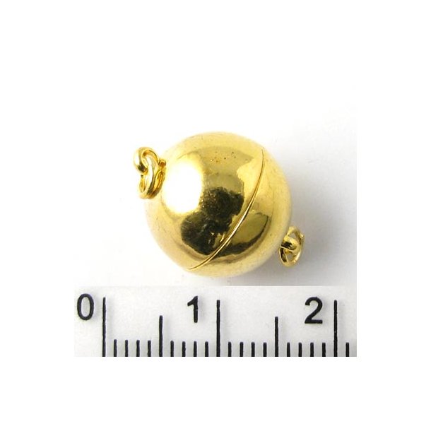 Magnetlås kugle, forgyldt stål, længde 19 mm, diameter 12 mm, 1 stk.