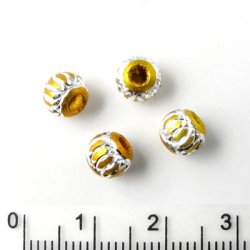 Aluminium-Perlen, gelb, silberfarben, 6 mm, 4 Stk.