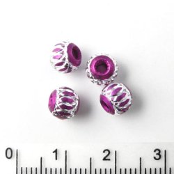 Aluminium-Perlen, lila, silberfarben, 6 mm, 4 Stk.