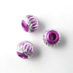 Aluminium-Perlen, lila, silberfarben, 8 mm, 4 Stk.