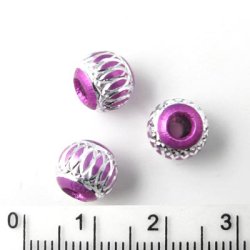 Aluminium-Perlen, lila, silberfarben, 8 mm, 4 Stk.