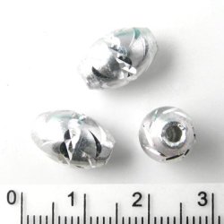 Aluminium-Perlen, oval, silberfarben, 12x8 mm, 4 Stk.