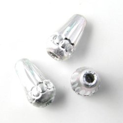 Aluminium-Perlen, Tropfen, silberfarben, 14,5 x8 mm, 4 Stk.