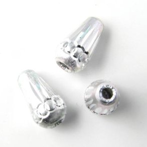 Aluminium bead, drop-shaped, silver-coloured, 14.5x8mm, 4pcs.