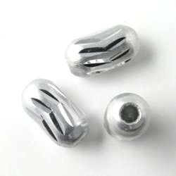 Aluminium-Perlen, Rhrchen abgerundet, silberfarben, 15x8 mm, 4 Stk.