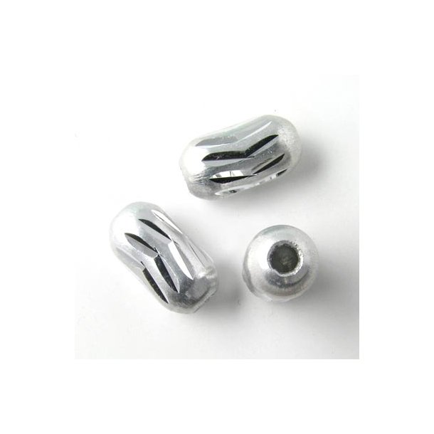 Aluminium-Perlen, R&ouml;hrchen abgerundet, silberfarben, 15x8 mm, 4 Stk.