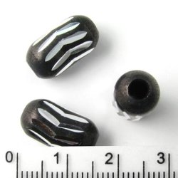 Aluminium-Perlen, Rhrchen abgerundet, schwarz, silberfarben, 15x8mm, 4 Stk.