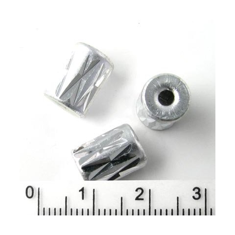 Aluminium-Perlen, R&ouml;hrchen , silberfarben, 11x8 mm, 4 Stk.