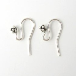Earwires with flower, antique sterling silver 18x12, 2pcs