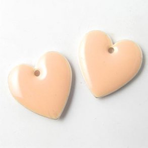 Emalje vedhng, pudderfarvet hjerte, 16x16 mm, 2 stk