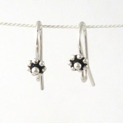 Earwires with flower, antique sterling silver 18x12, 2pcs