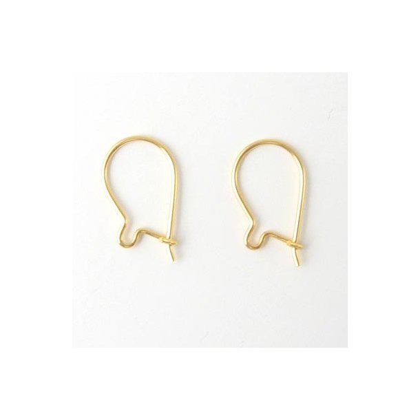 Earwires, gold-plated silver sterling silver, 15x8mm, 4pcs