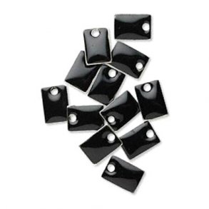 enamel charm, black square, 8x5mm, 6pcs.