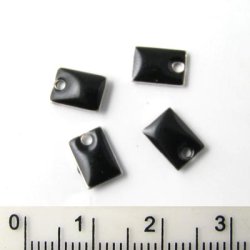 Emaille-Anh&auml;nger, schwarzes Viereck, 8x5 mm, 6 Stk.