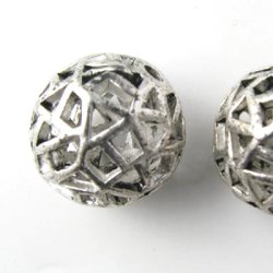 2 Stk., Tibetanisches Silber, Netz-Kugeln, 14 mm, 2 Stk.