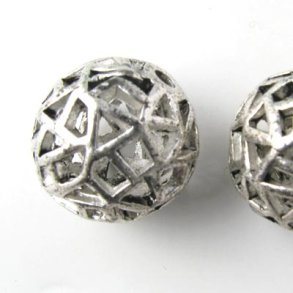 Tibetan silver, netted sphere, 14mm, 2pcs.