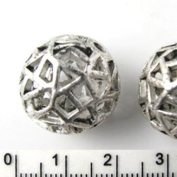 2 Stk., Tibetanisches Silber, Netz-Kugeln, 14 mm, 2 Stk.
