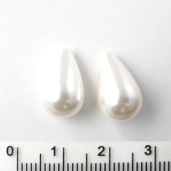 Shellpearls, Tropfen, naturwei&szlig;, 11x8 mm, angebohrt, 2 Stk.