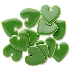 Emaille-Anhänger, dunkelgrünes Herz, 16x16 mm, 2 Stk.