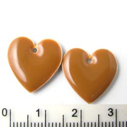 Emaille-Anh&auml;nger, braunes Herz, 16x16 mm, 2 Stk.