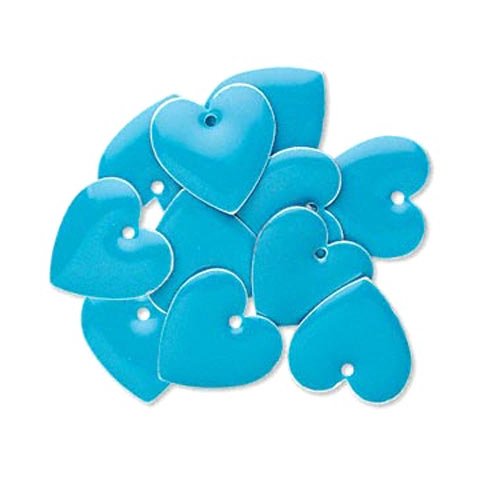 Enamel charm, blue heart, 16x16mm.