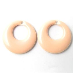 Enamel charm, powder-tinted, round w. hole, 17mm, 2pcs.