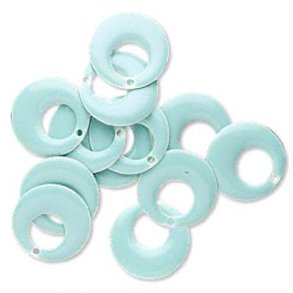 Emaille-Anhänger, mint, rund, mit Loch, 17 mm, 2 Stk.