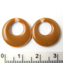 Emaille-Anh&auml;nger, braun, rund, mit Loch, 17 mm, 2 Stk.