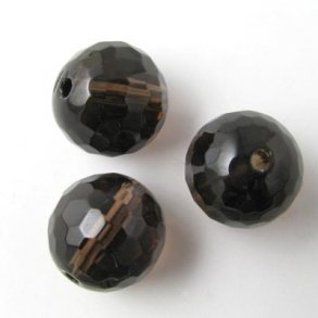 Rauchquarz Perle, imitat, rund, facettenreich 12 mm, 6 Stk.