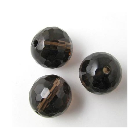 Smoky quartz, bead, round, facetted, 12mm, 6pcs.