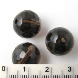 Rauchquarz Perle, imitat, rund, facettenreich 12 mm, 6 Stk.