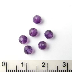 Amethyst, runde Perle, facettiert, 4,5 mm, 10 Stk.