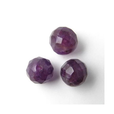 Amethyst, round bead, dark purple, faceted, 10mm, 6pcs.