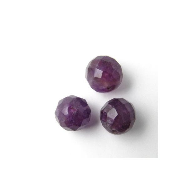Amethyst, round bead, dark purple, faceted, 10mm, 6pcs.