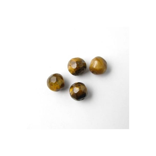 Tiger's eye, facetted, round, 6mm, 10pcs.
