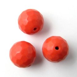 Korallenperle, facettiert, rund, orange-rot, 12 mm, 6 Stk.