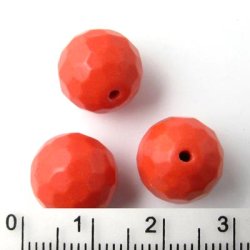 Korallenperle, facettiert, rund, orange-rot, 12 mm, 6 Stk.