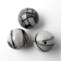 Zebra jasper, grey stripped, round, 12mm, 6pcs.