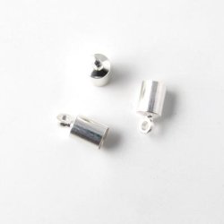 Kettenabschluss, versilbertes Messing, Loch: 3 mm Endverschluss, 6 Stk.