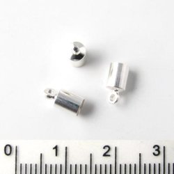 Kettenabschluss, versilbertes Messing, Loch: 3 mm Endverschluss, 6 Stk.