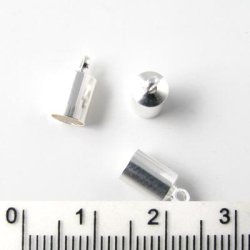 Kettenabschluss, versilbertes Messing mit Loch: 4,5 mm Endverschluss, 6 Stk.