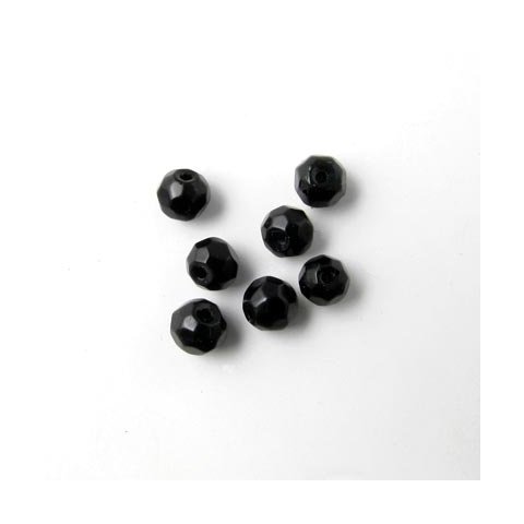 Onyx bead, black, facetted, round, 4mm, 10pcs.