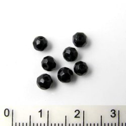Onyx Perle, ganzer Strang, schwarz, facettiert, rund, 3 mm, ca. 130 Stk.