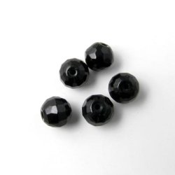 Onyx Perle, grobe Facettierung, schwarz, 6 mm, 10 Stk.