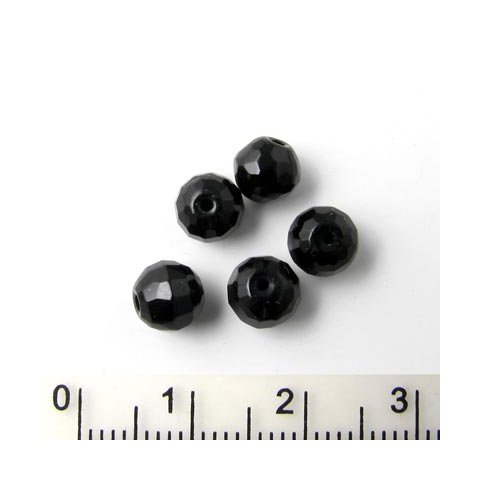 Onyx perle, blød facettering, sort, 6 mm, 10 stk.