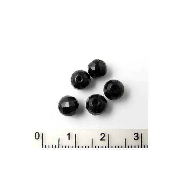 Onyx Perle, grobe Facettierung, schwarz, 6 mm, 10 Stk.