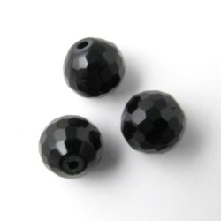 Onyx Perle, schwarz, Fein Facettierung, 10 mm, 6 Stk.