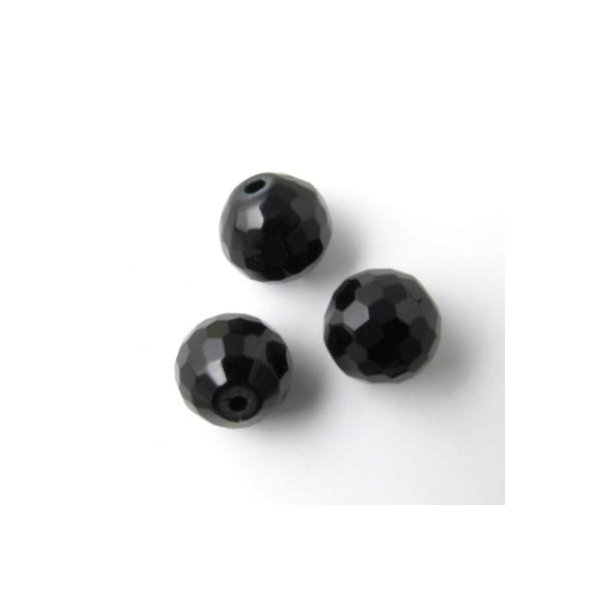 Onyx Perle, schwarz, Fein Facettierung, 10 mm, 6 Stk.